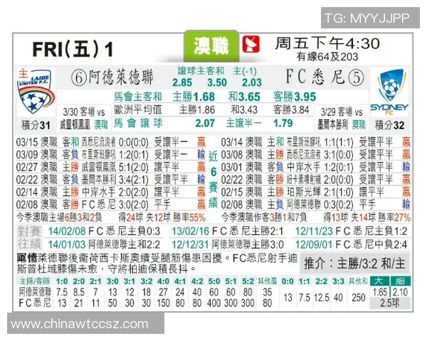悉尼FC与墨尔本对决前瞻及比分预测分析全面解读